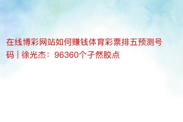 在线博彩网站如何赚钱体育彩票排五预测号码 | 徐光杰：96360个孑然胶点